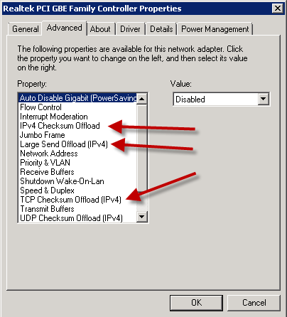 how to disable checksum offload windshields 2008